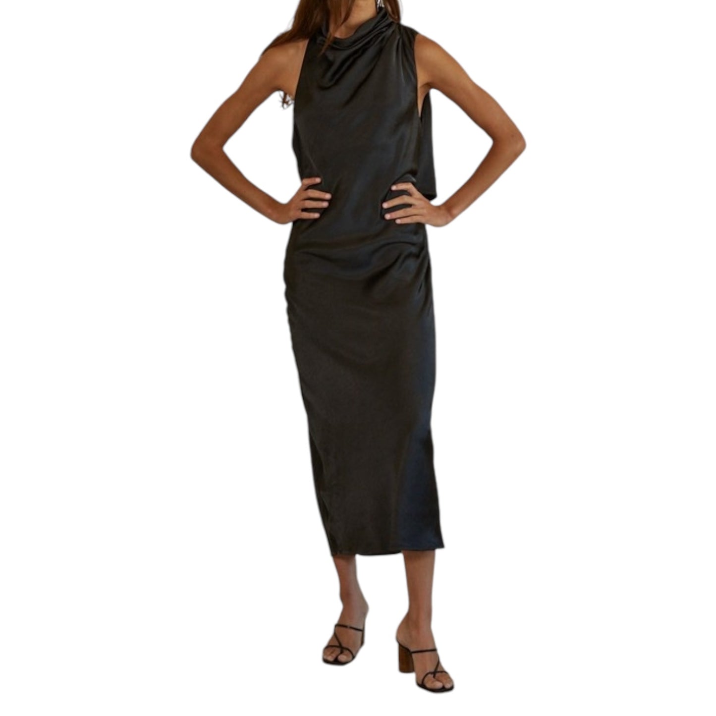 VESTIDO HALTER ESPALDA COLUMPIO NEGRO