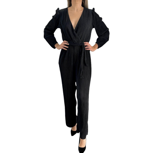 JUMPSUIT NEGRO CORRUGADO MANGA LARGA