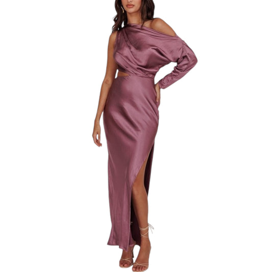 VESTIDO ASIMETRICO MAUVE