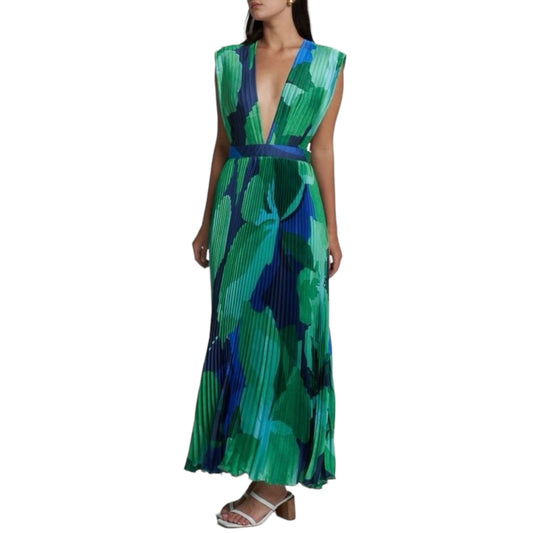 VESTIDO MIDI TABLEADO VERDE MULTICOLORES