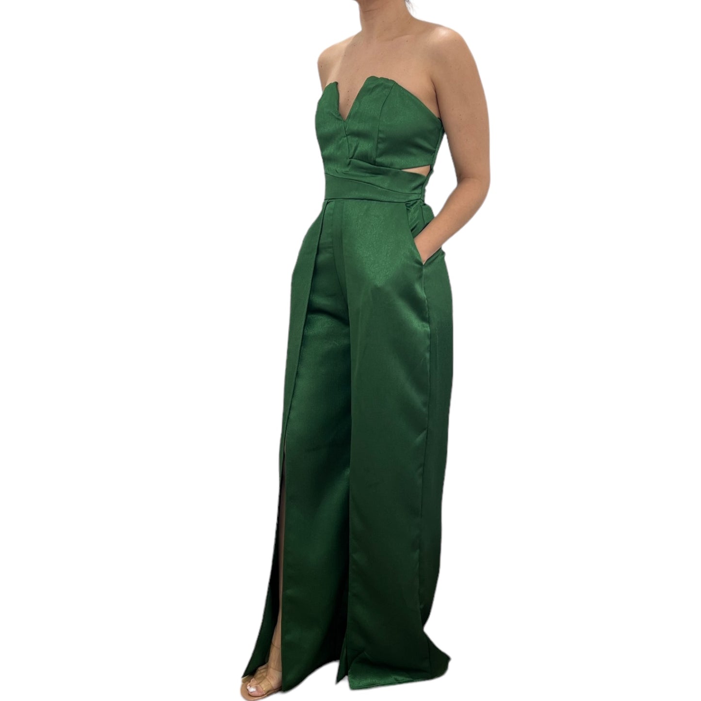 JUMPSUIT STRAPLESS ABERTURA PIERNA VERDE