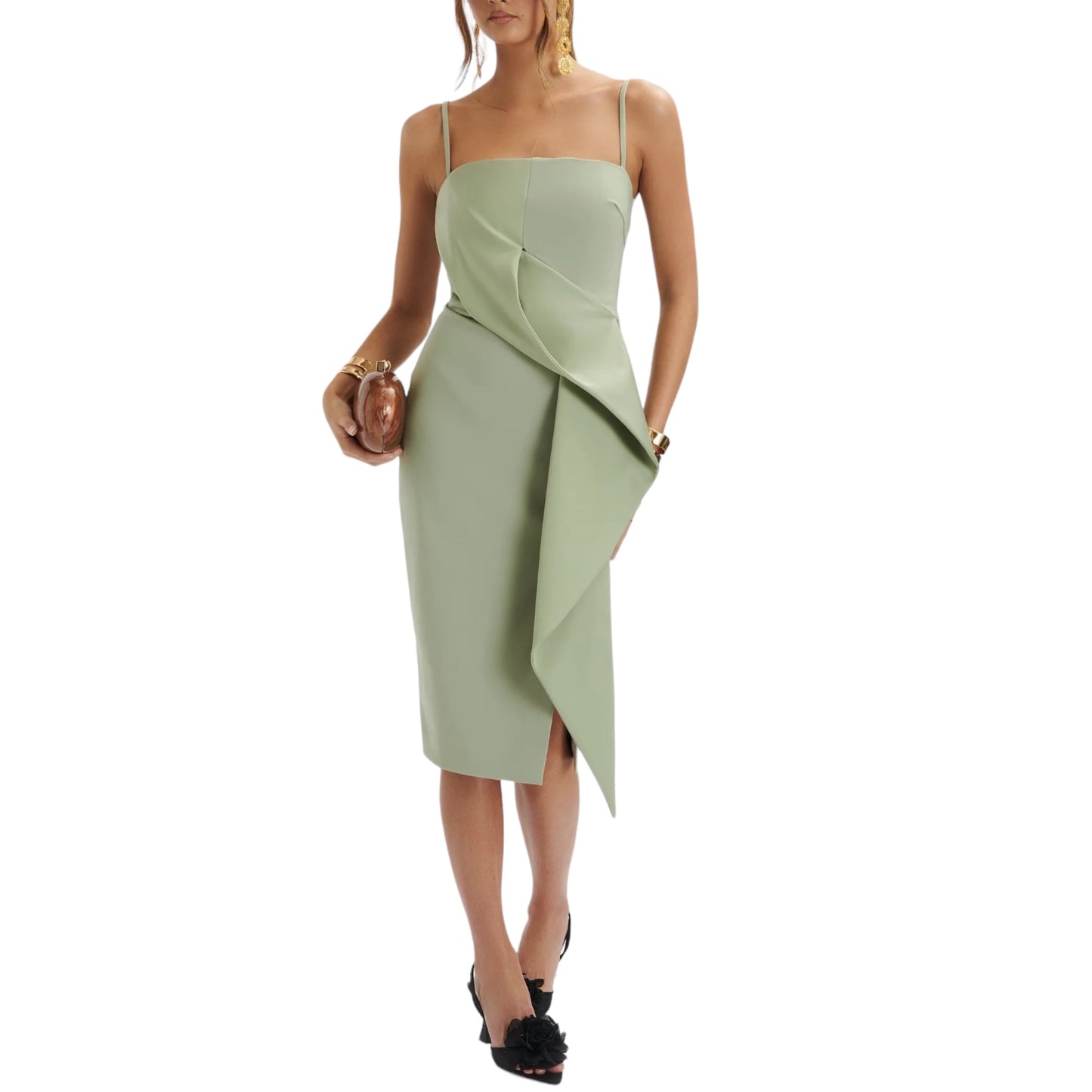 VESTIDO MIDI TIRANTES MENTA