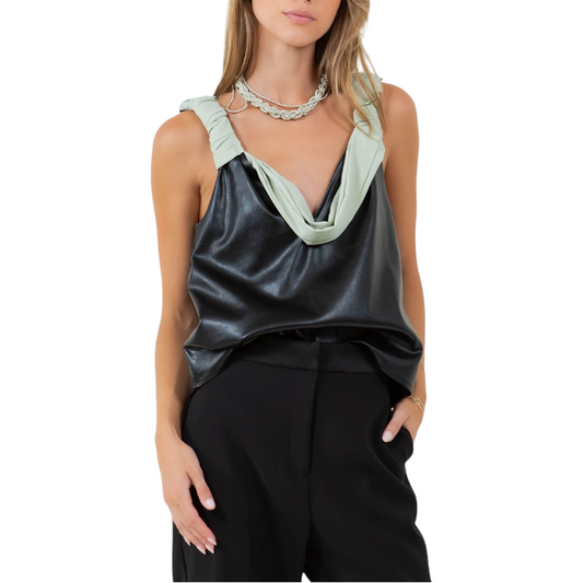 BLUSA EFECTO PIEL NEGRO