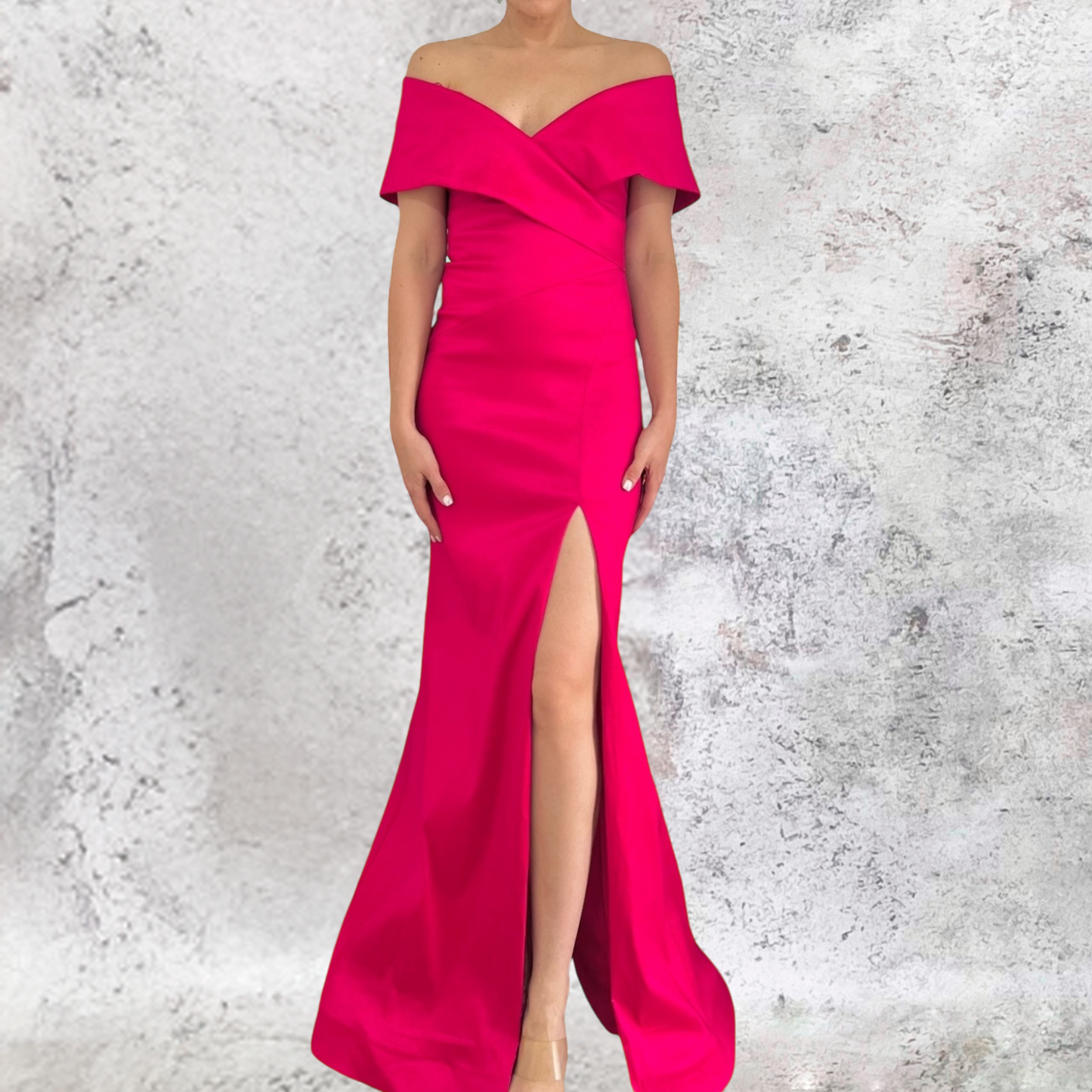 Vestido largo de tafeta magenta