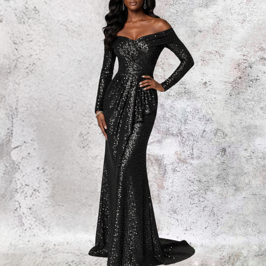 Vestido lentejuelas negro.