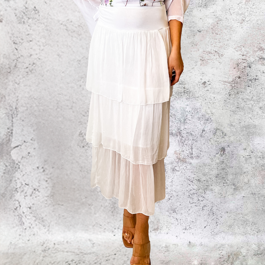 Falda seda blanca