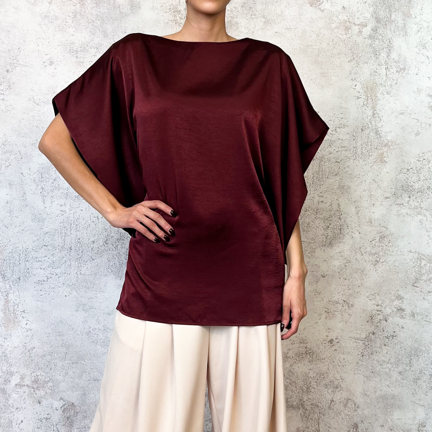 Blusa satin burgundy