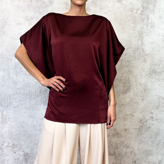 Blusa satin burgundy